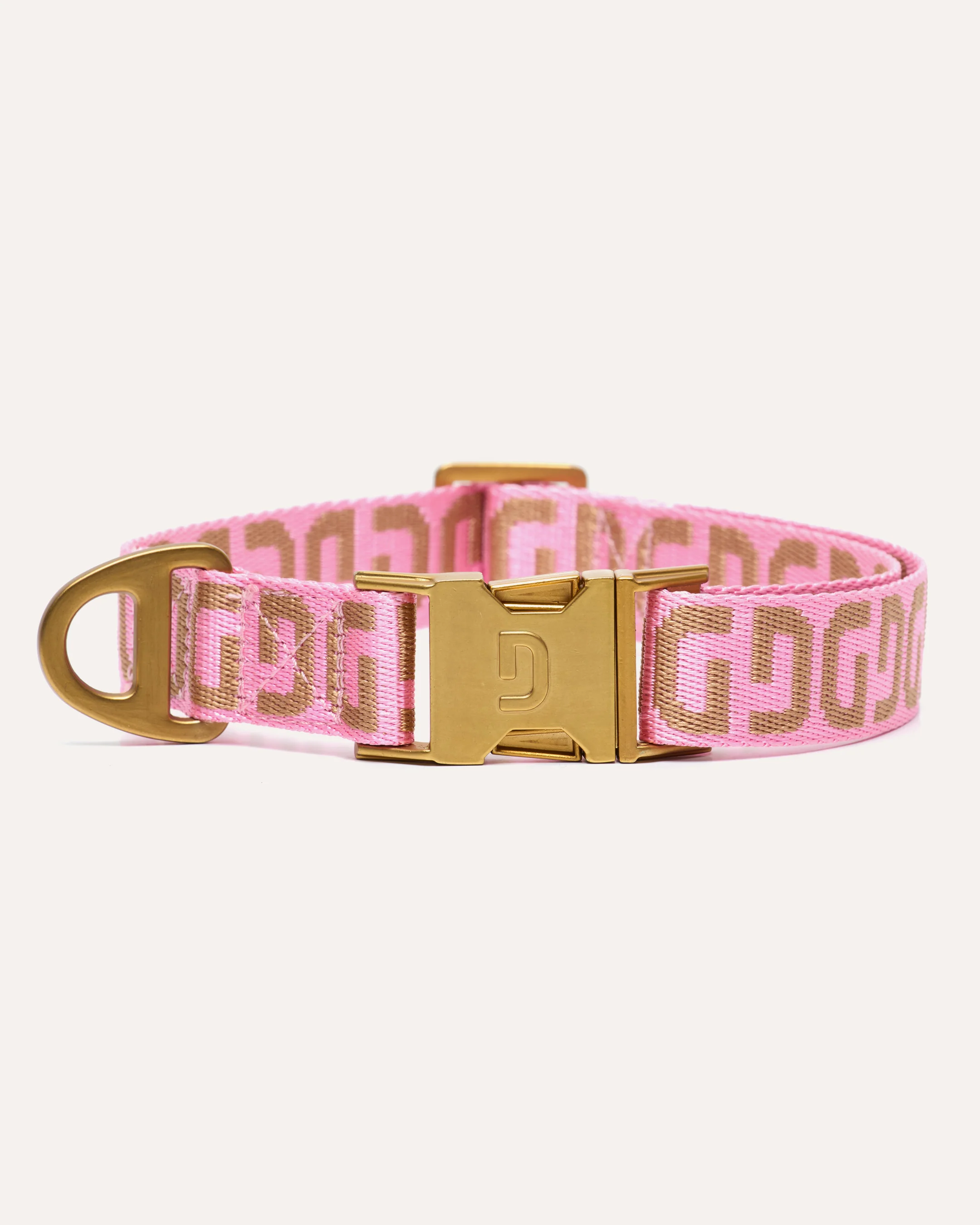 DOGGUO Halsband – DG print – roze/mokka