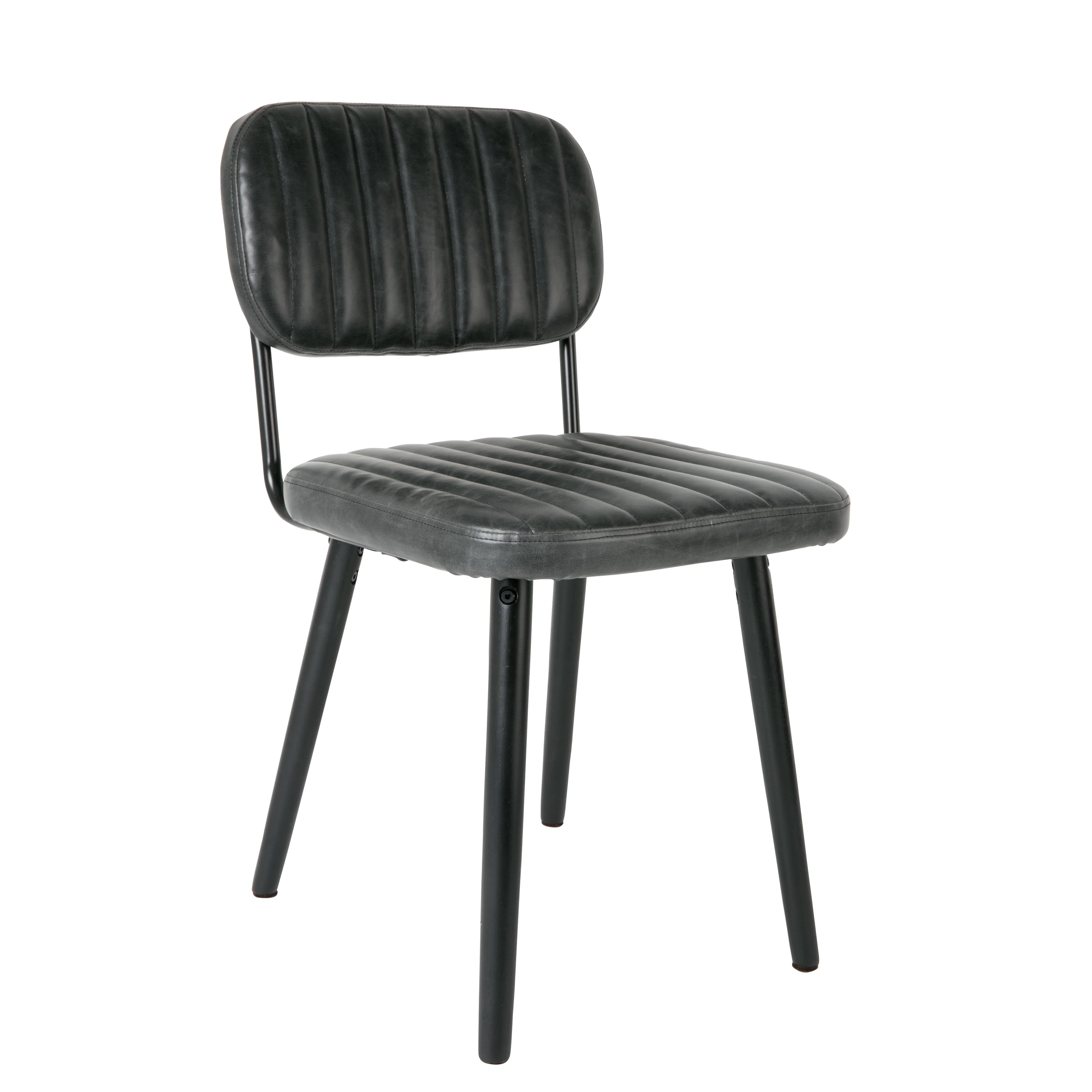 Eetkamerstoel Jake Worn PU Leather Zwart 58×46 cm Eetkamerstoel Jake Worn PU Leather Zwart 58×46 cm