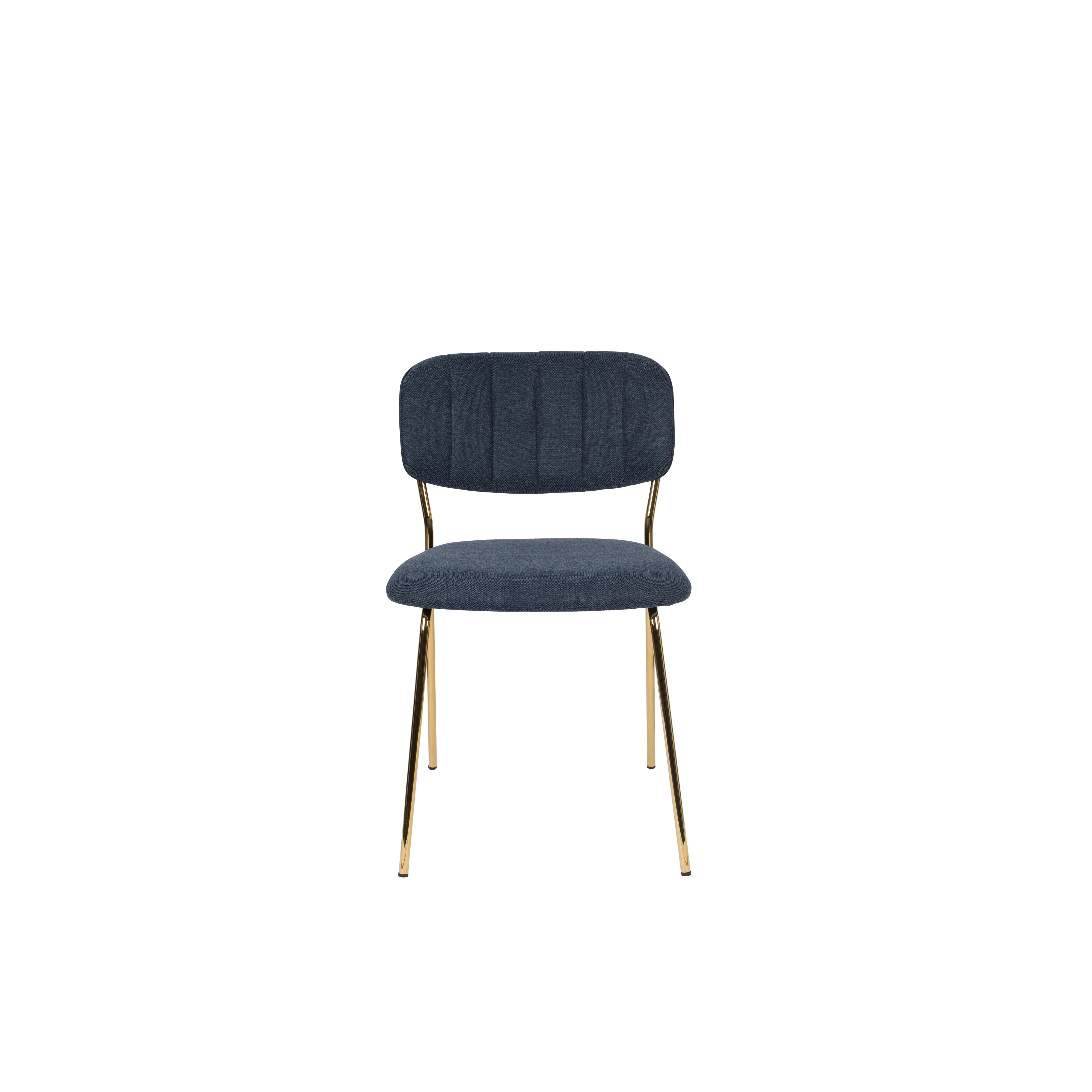 Eetkamerstoel Jolien Goud/dark Nylon en polyester Blauw 56×48 cm Eetkamerstoel Jolien Goud/dark Nylon en polyester Blauw 56×48 cm