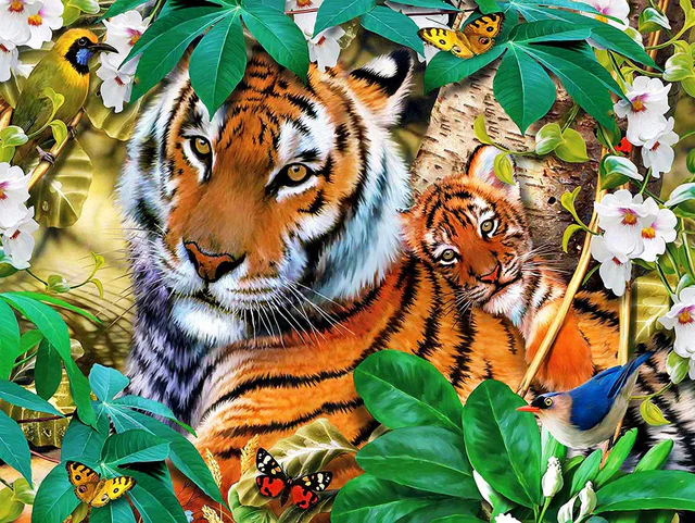Tijger met Welp in de Natuur Tijger met Welp in de Natuur