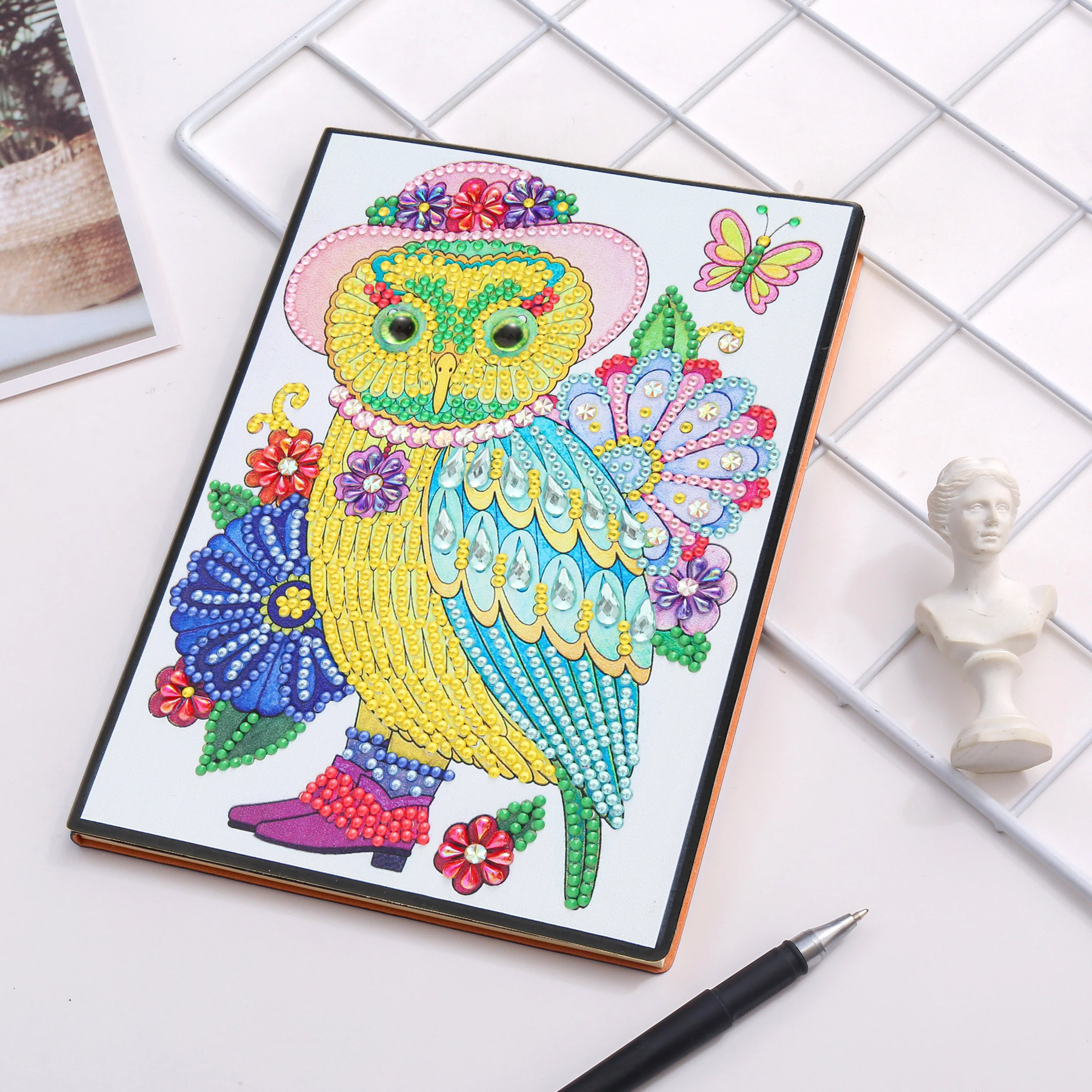 Diamond Painting Notitieboek – Gele Uil