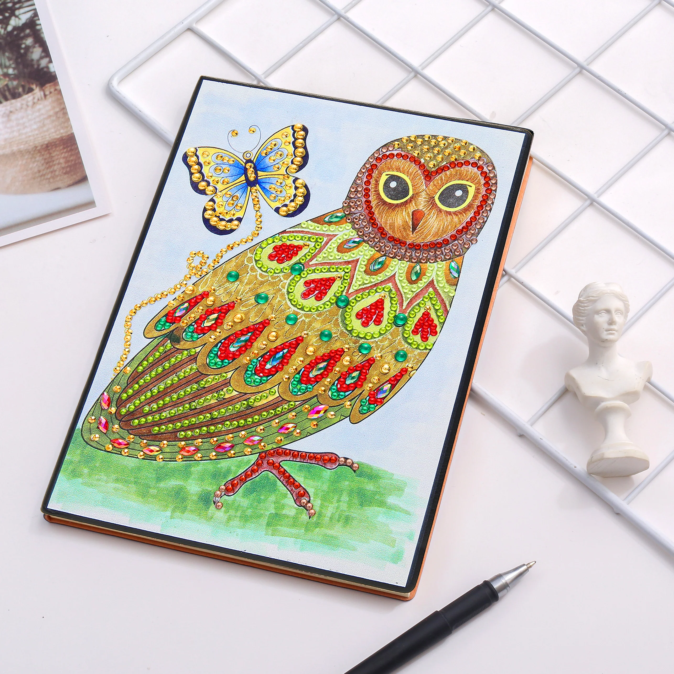 Diamond Painting Notitieboek – Uil met Vlinder