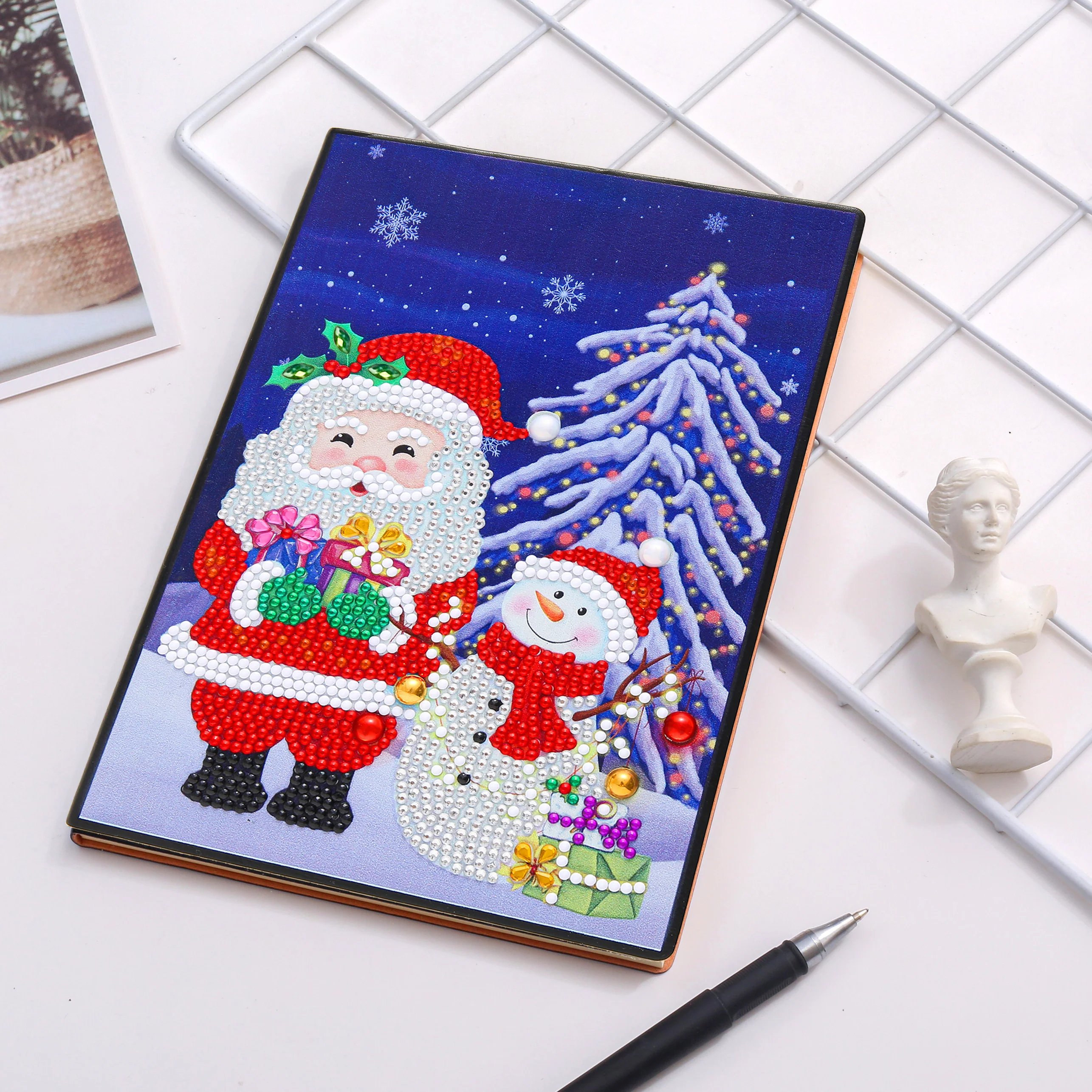 Diamond Painting Notitieboek – Kerstman met Sneeuwpop