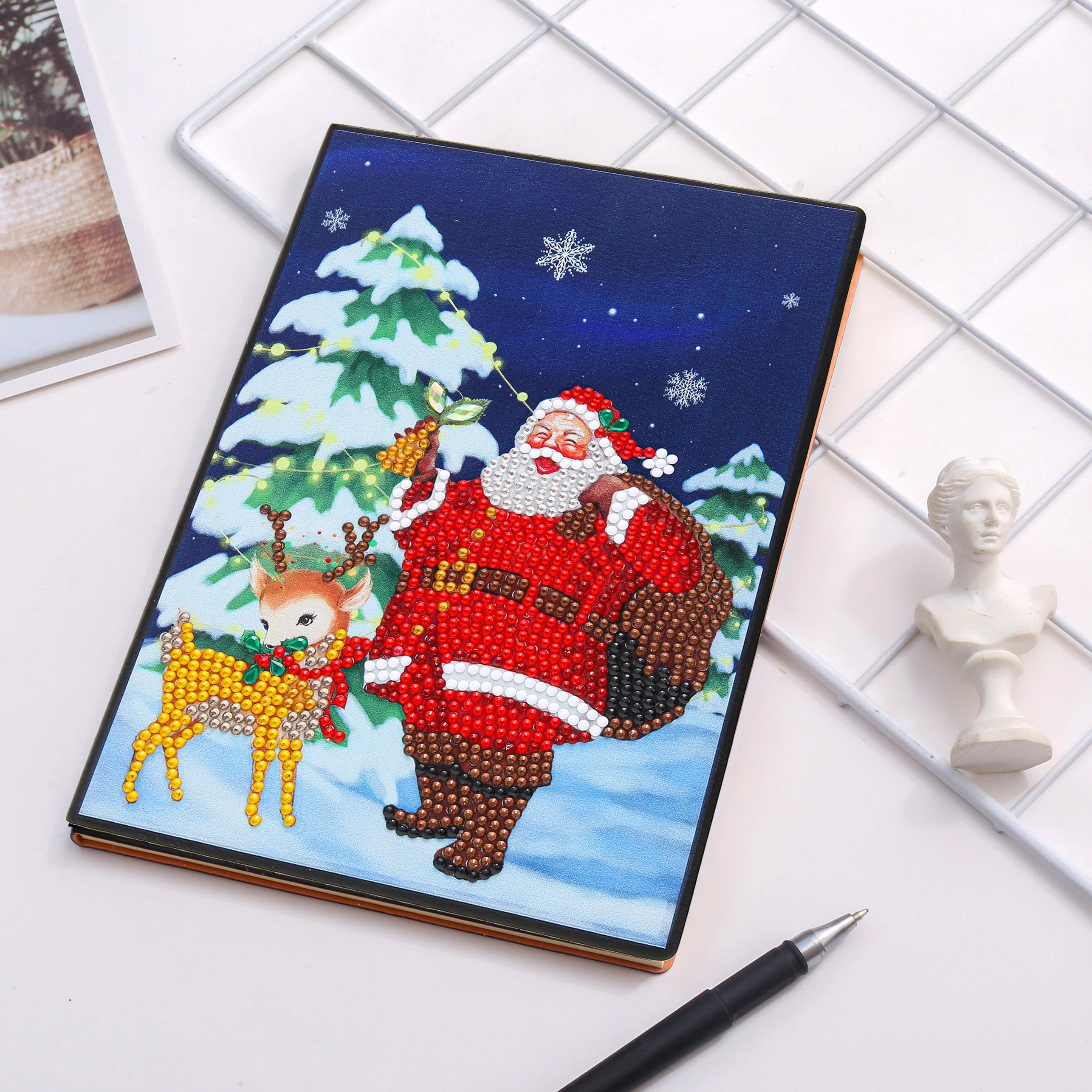 Diamond Painting Notitieboek – Kerstman met Rendier