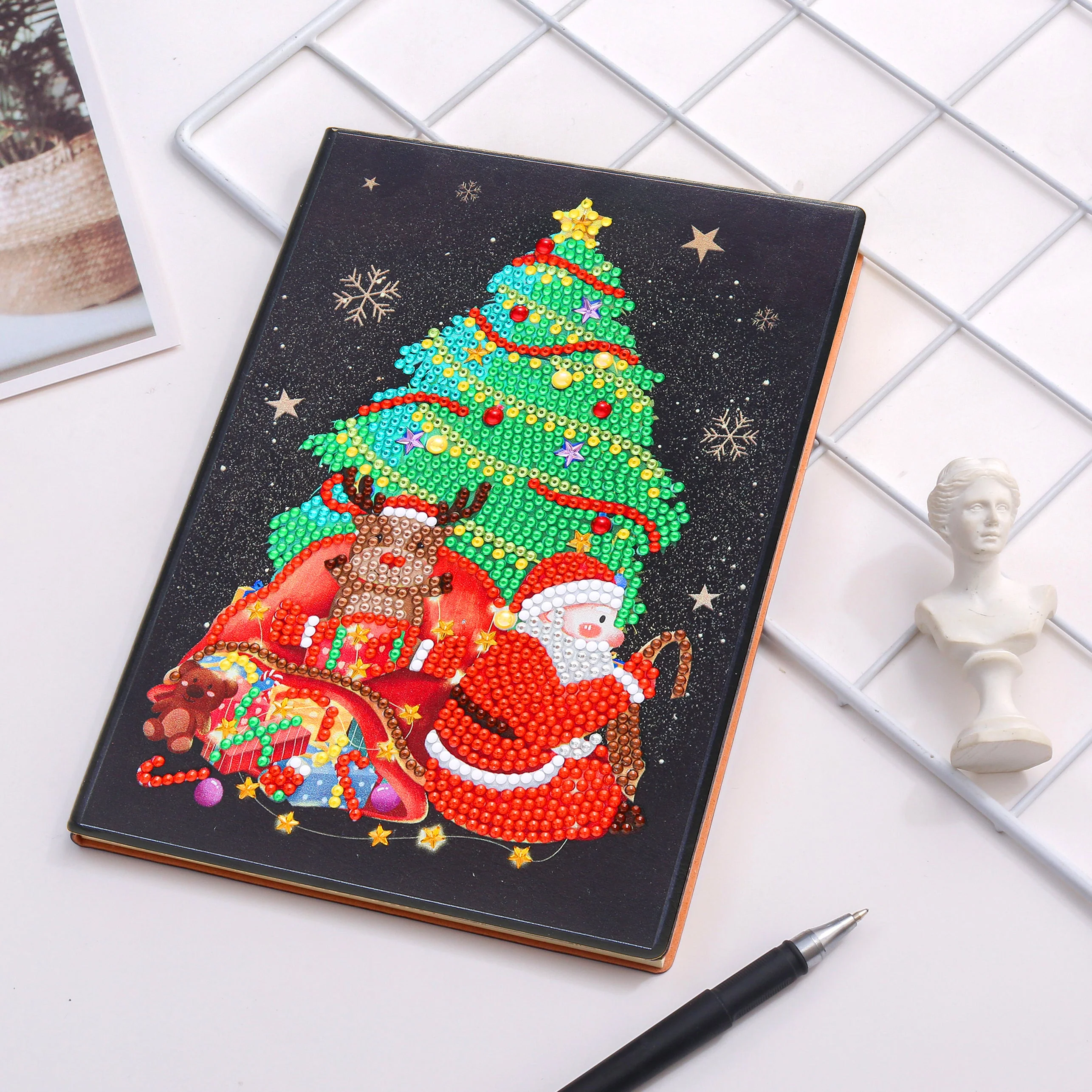 Diamond Painting Notitieboek – Kerstboom met Kerstman