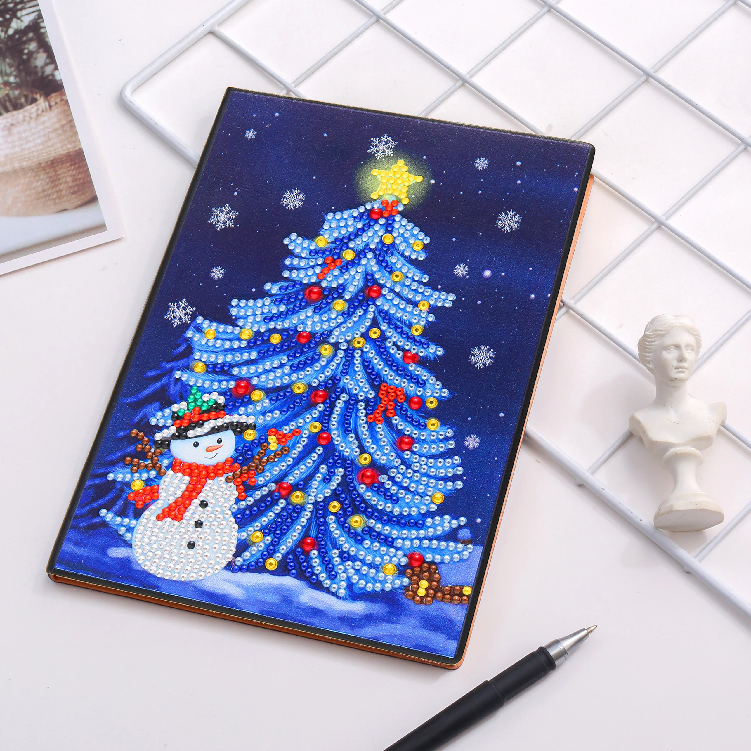 Diamond Painting Notitieboek – Kerstboom met Sneeuwpop