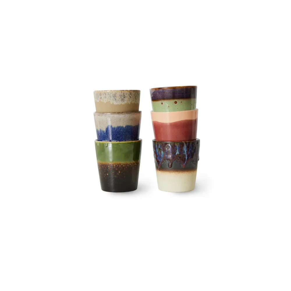 70’s Koffie Mokken ‘Stone’ (set van 6)
