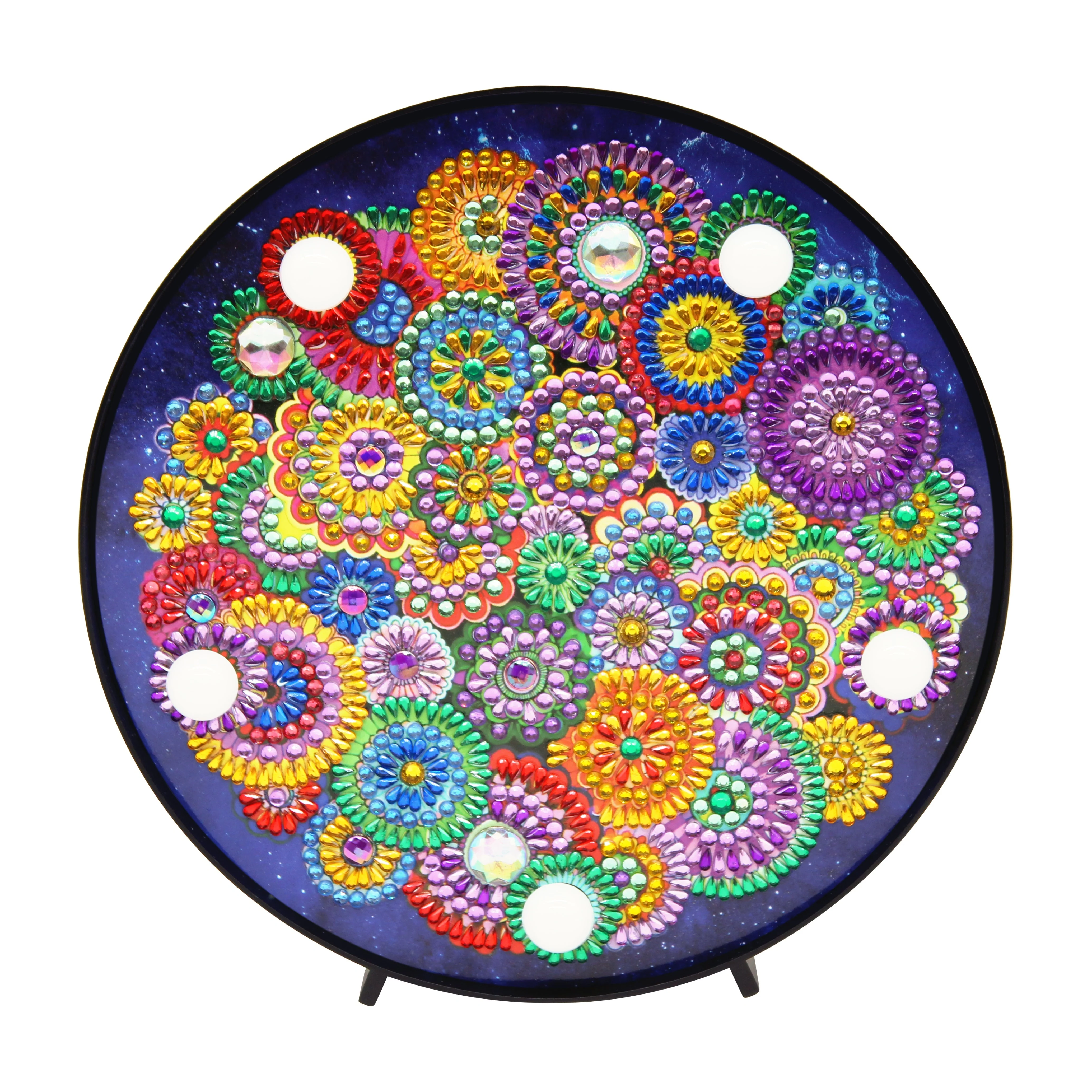 Diamond Painting Ronde Lampje – Gekleurde Bloemen