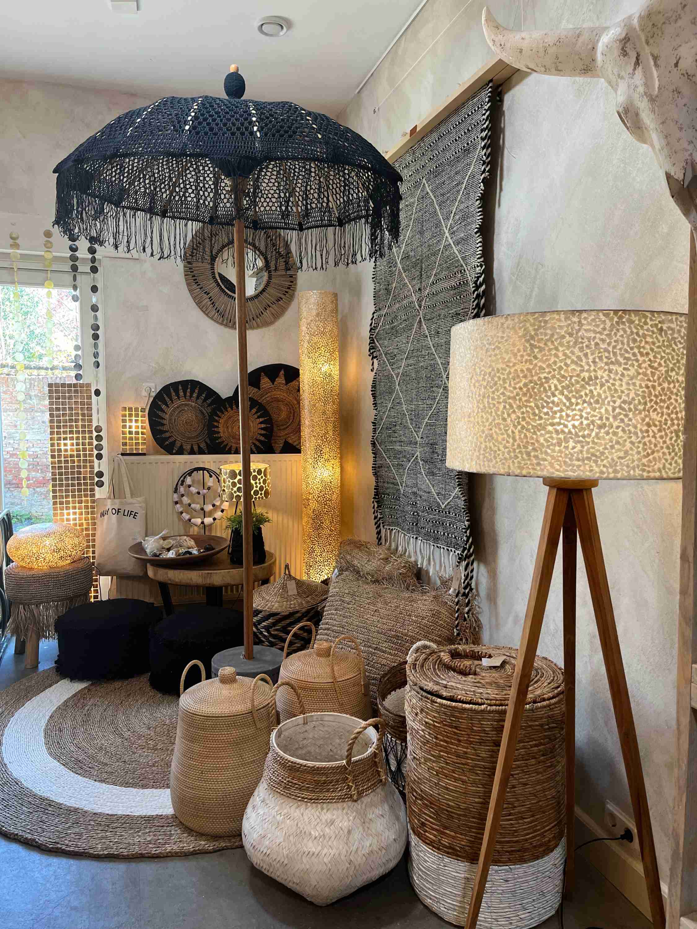 Parasol macrame zwart