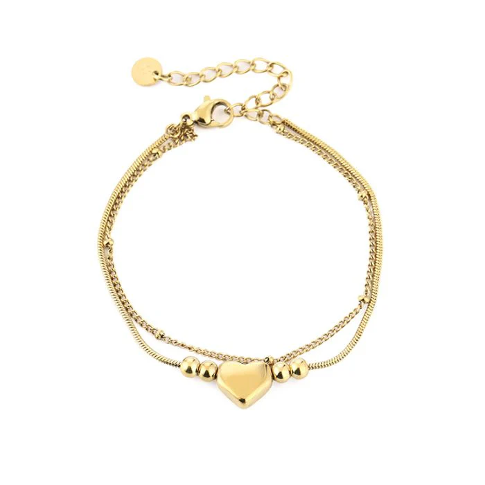 Dubbele Armband met Hartje – Verschillende Kleuren Dubbele Armband met Hartje – Verschillende Kleuren