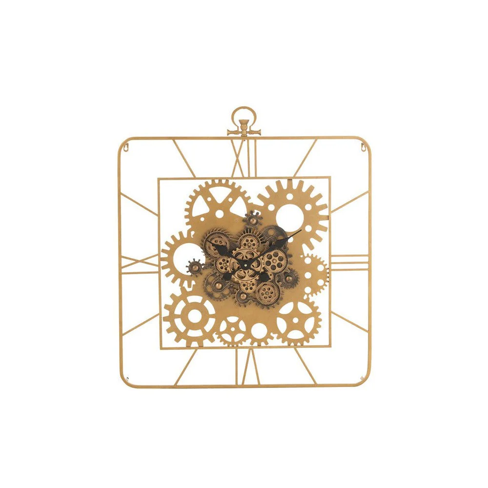 Klok Goud Metaal Vierkant 91×78 cm