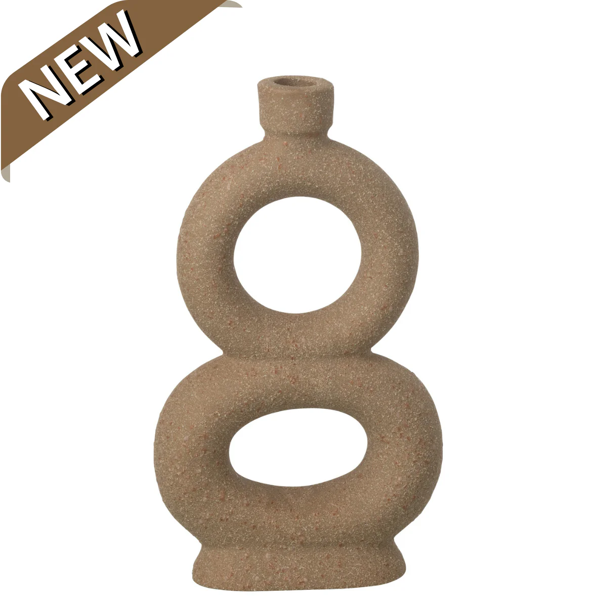 Vaas – Soliflore – 2 Rings – Steengoed – Taupe – L Vaas – Soliflore – 2 Rings – Steengoed – Taupe – L