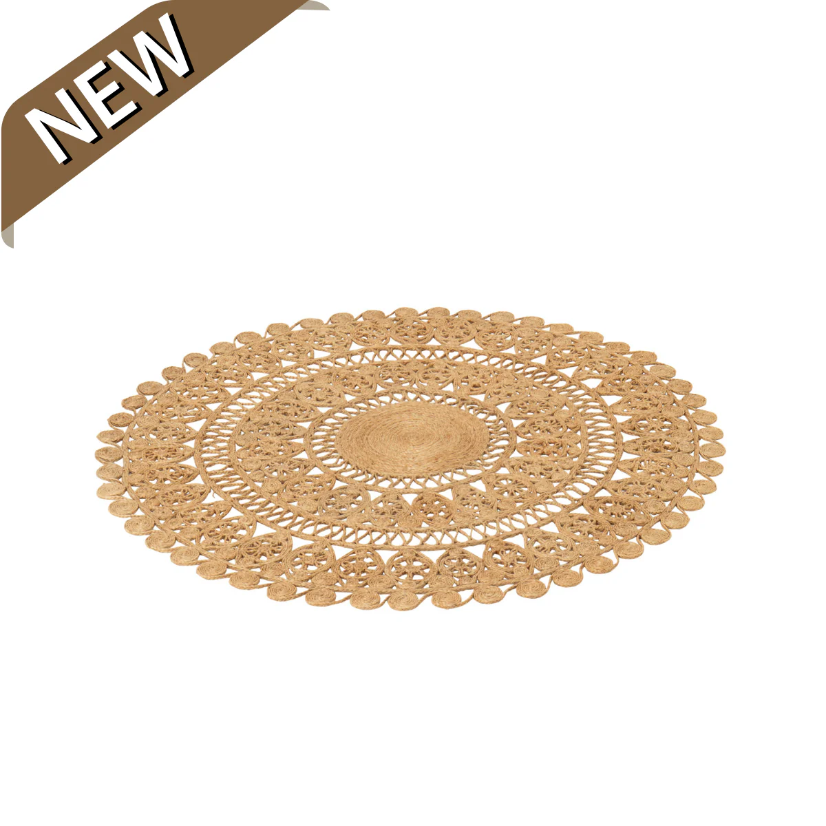 Vloerkleed – Oosters – Rond – Jute – Naturel – S Vloerkleed – Oosters – Rond – Jute – Naturel – S