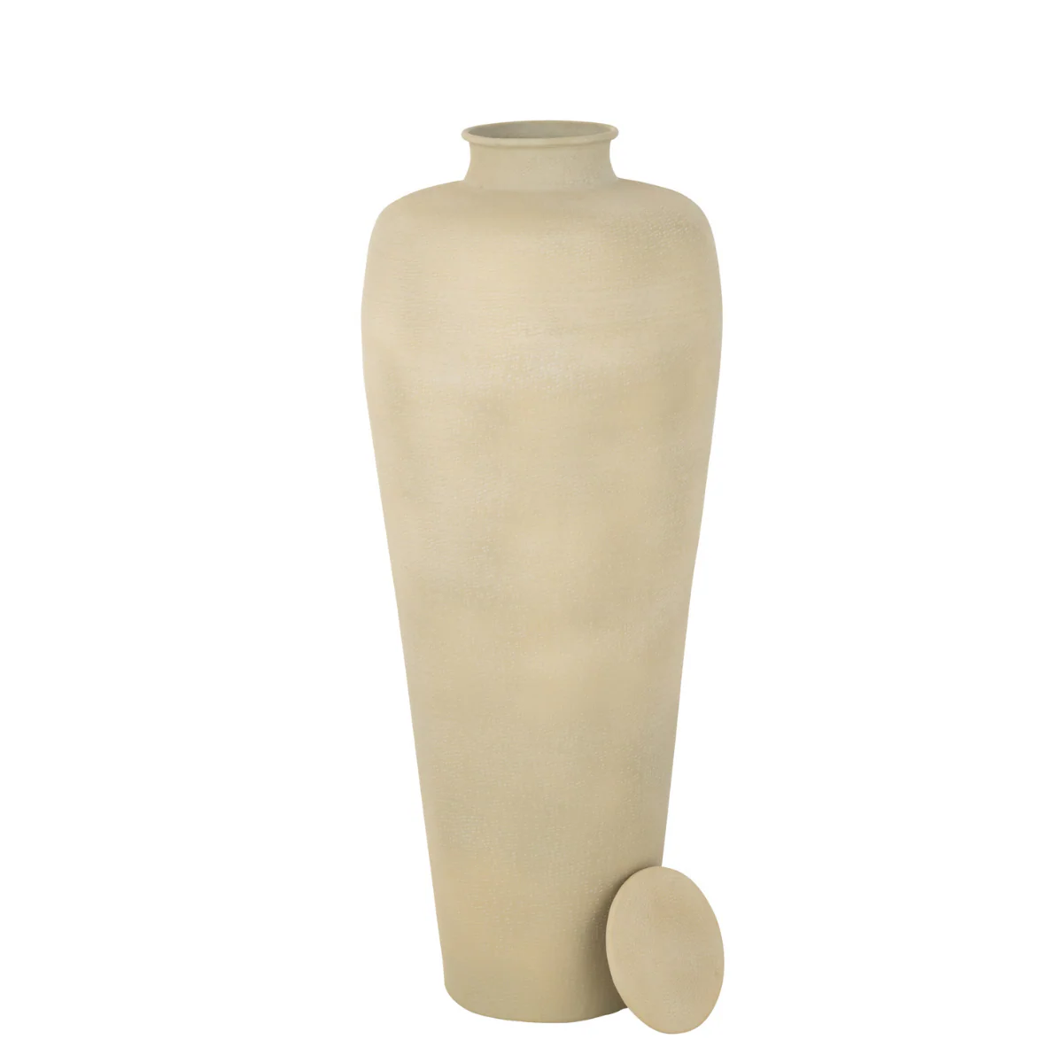 Vloervaas – Cilinder – Aluminium – Beige/ Ecru