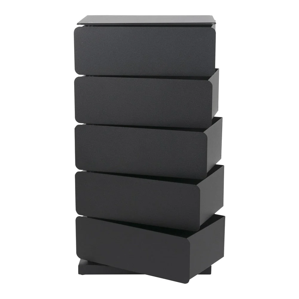 Ladekast JOEY 5 Staal Zwart 37x26x72.5cm Spinder Design