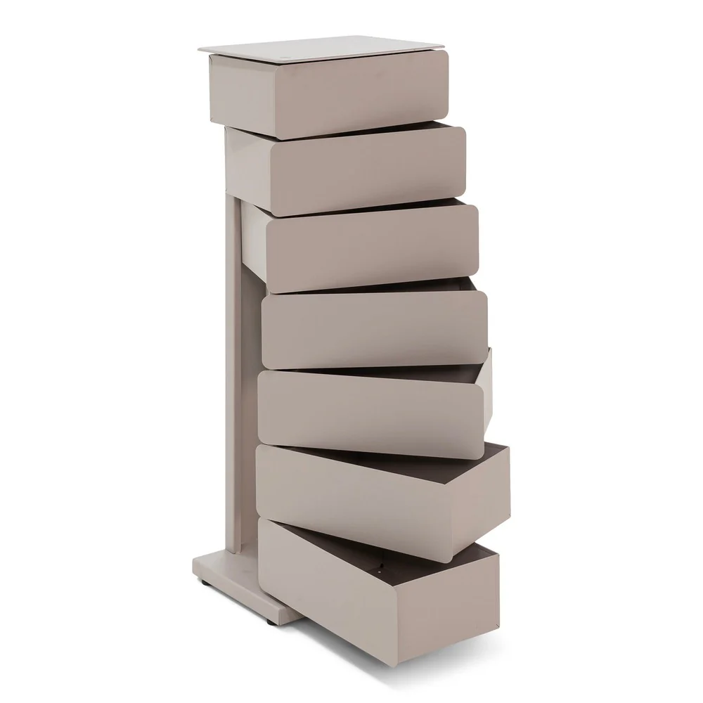 Ladekast JOEY 7 Staal Silky Taupe 37x26x99cm Spinder Design