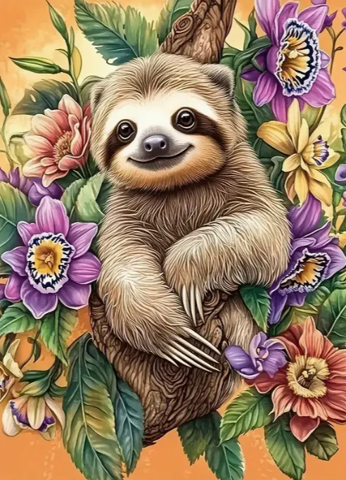 Luiaard met Bloemen Luiaard met Bloemen