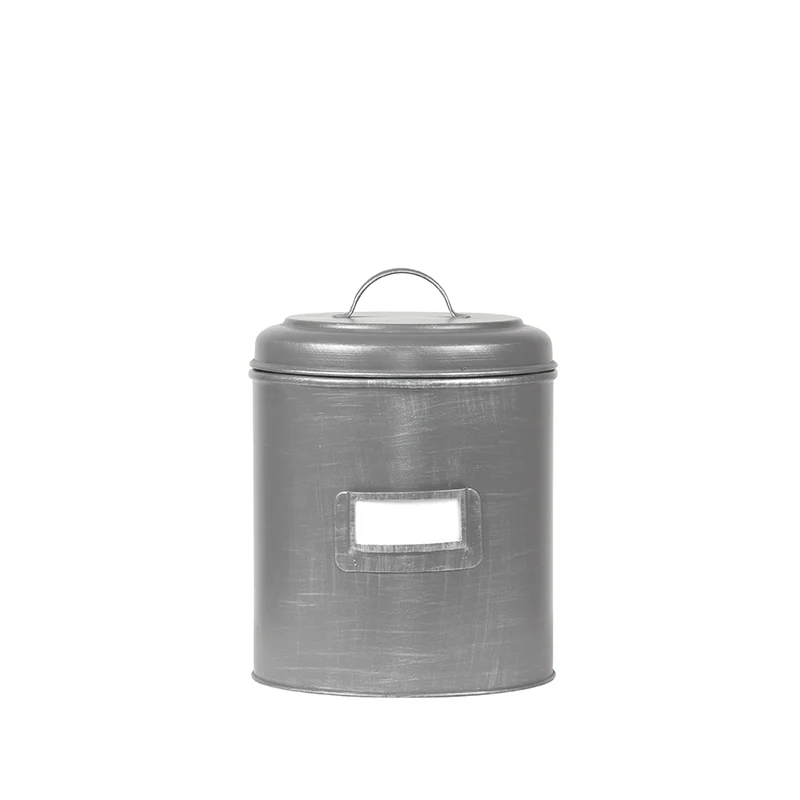 Opbergblik Antiek Grijs Metaal M 14x14x20 cm