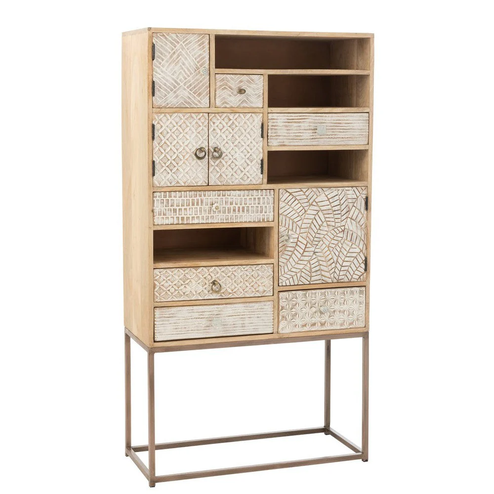 Opbergkast Beige Mangohout hout 38×84 cm