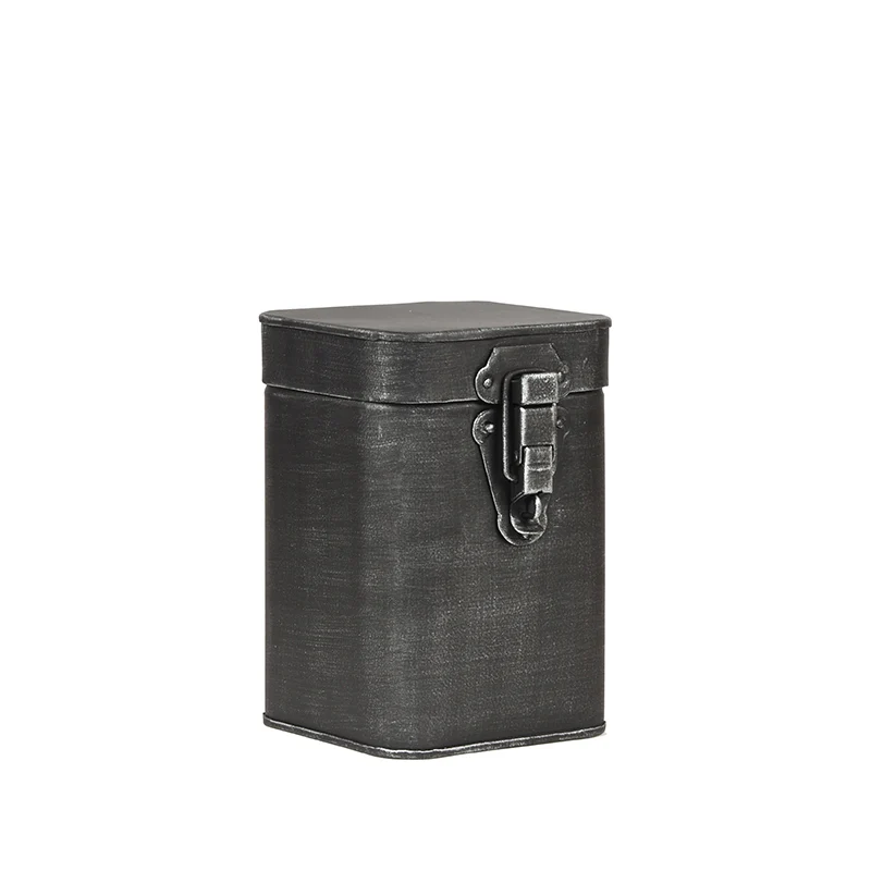 Opbergkist Antiek Zwart Metaal M 12x13x17 cm
