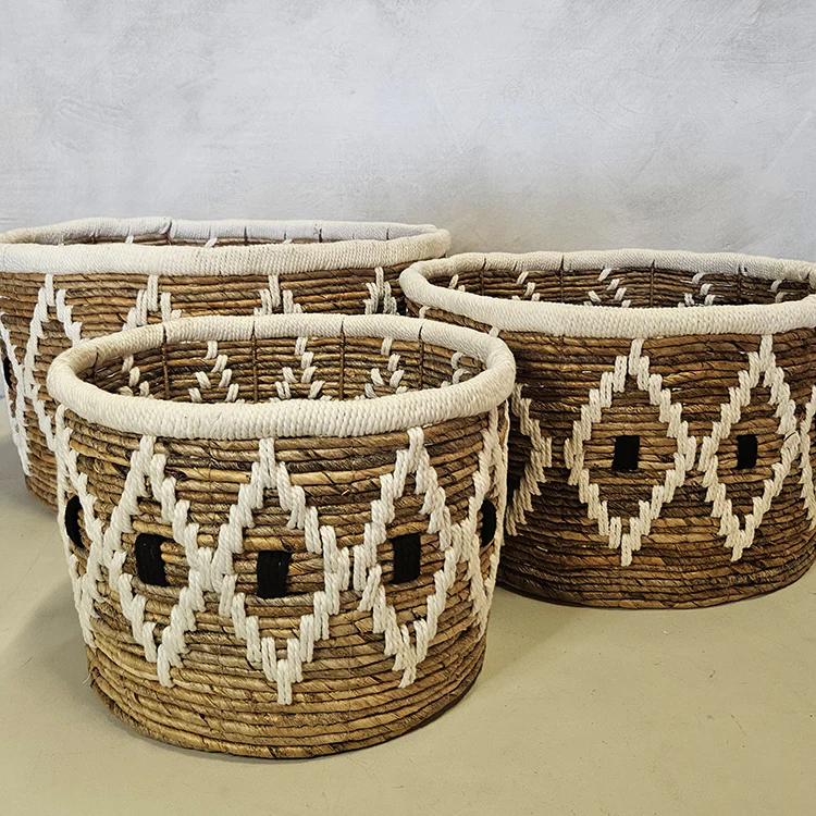 Mand bananenblad laag – zwart/wit