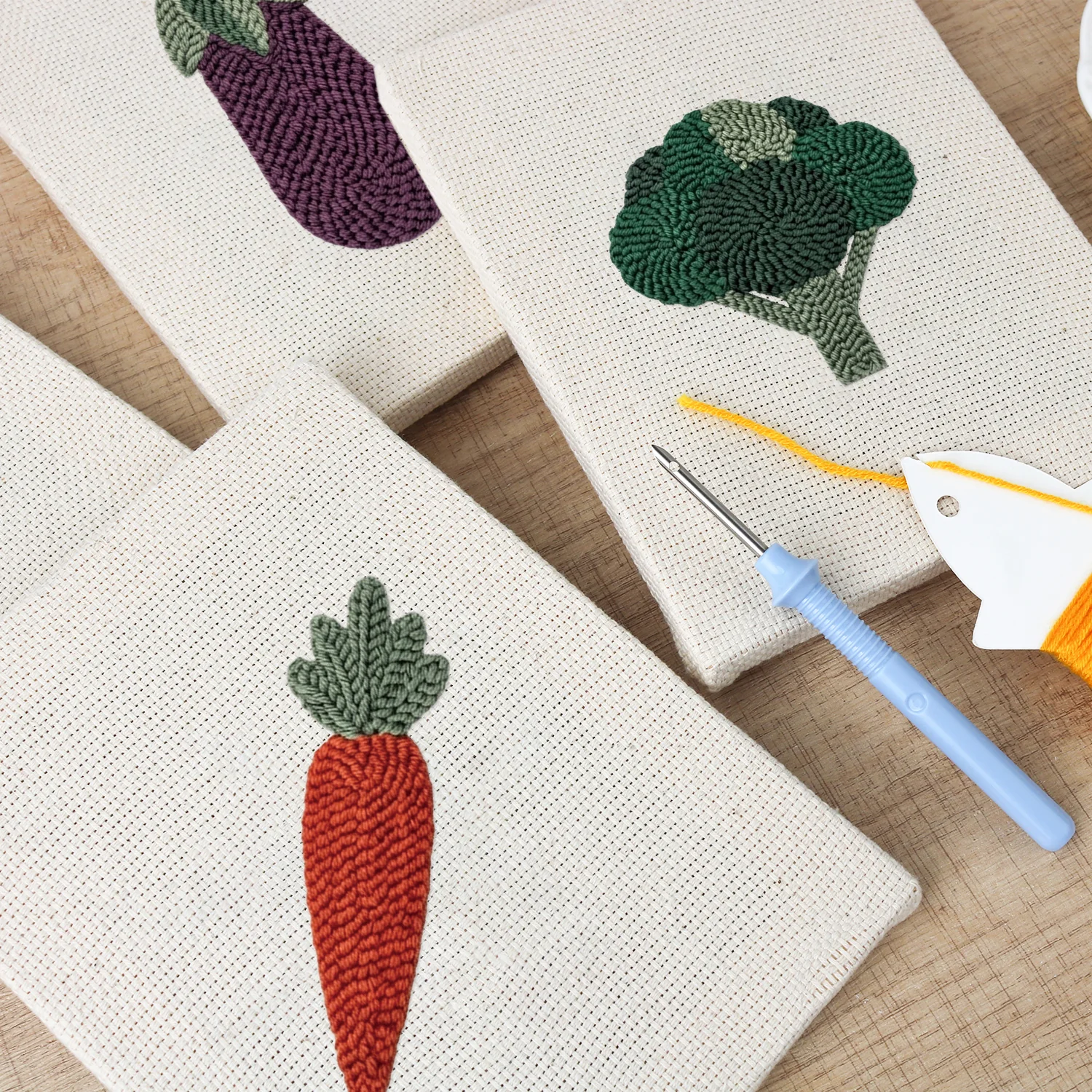 Punch Needle Set - 4 Mini Canvas Groente Set 5 - Afbeelding 3