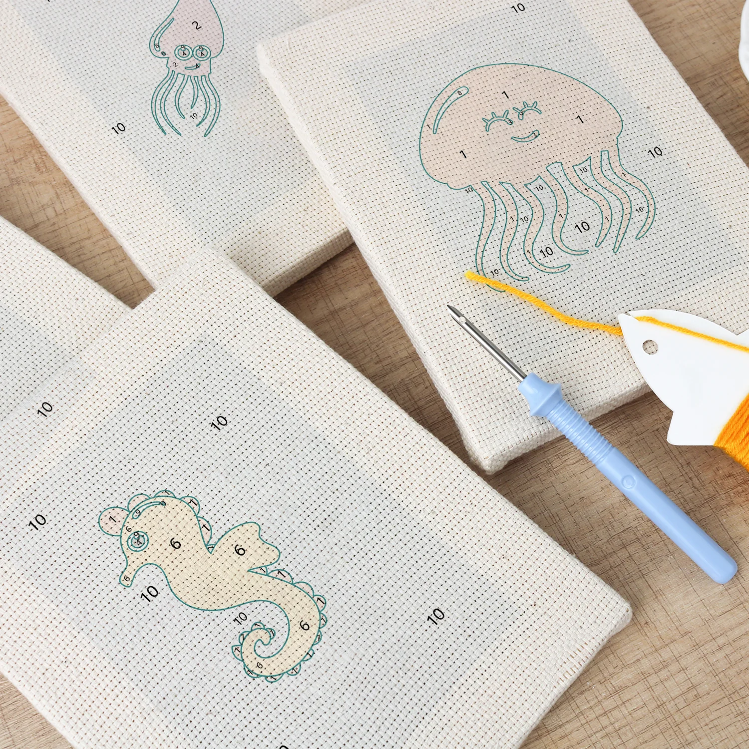 Punch Needle Set - 4 Mini Canvas Zeedieren Set 3 - Afbeelding 2
