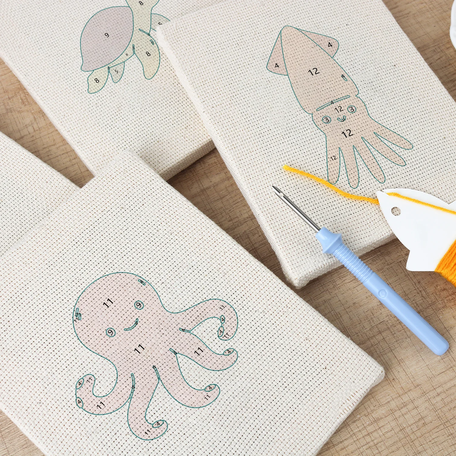 Punch Needle Set - 4 Mini Canvas Zeedieren Set 6 - Afbeelding 2