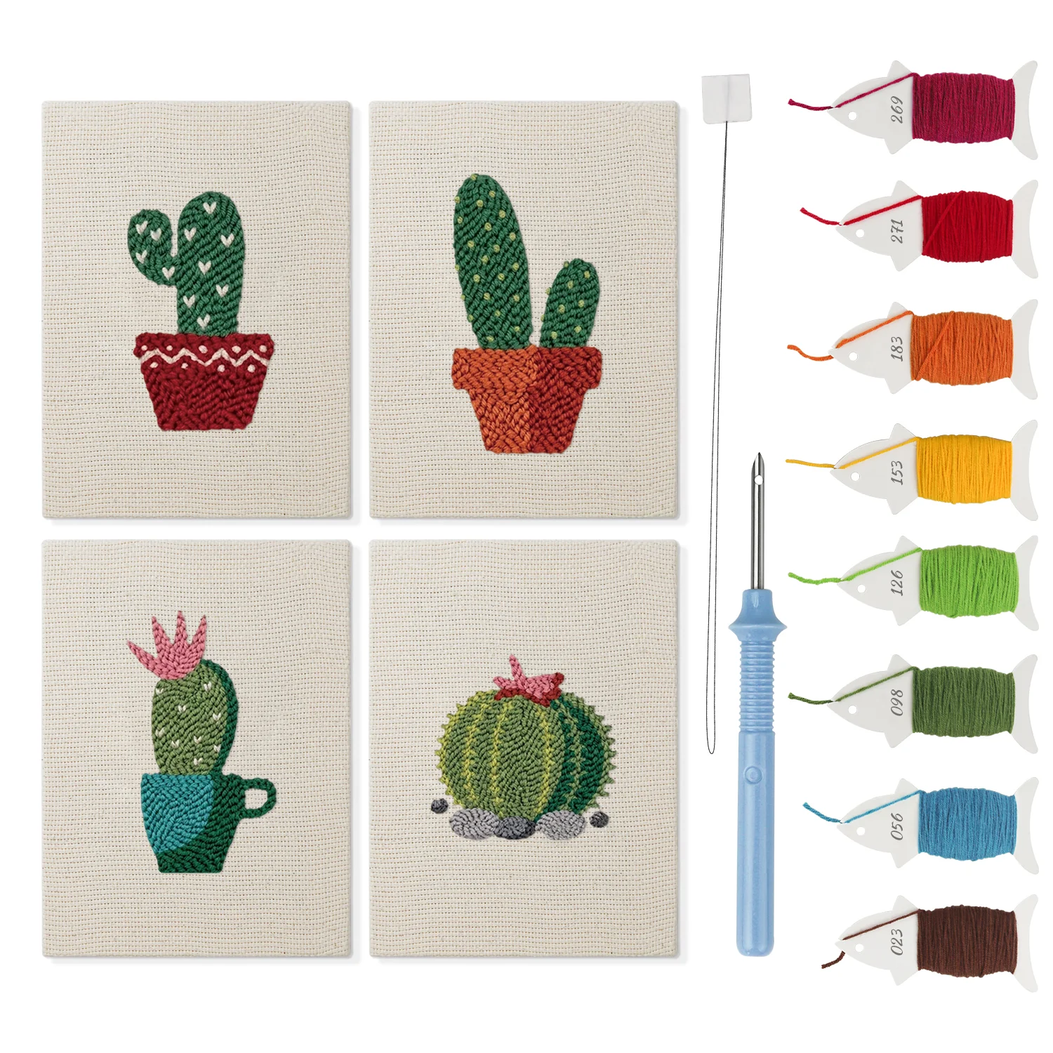 Punch Needle Set – 4 Mini Canvas Cactussen Set 2