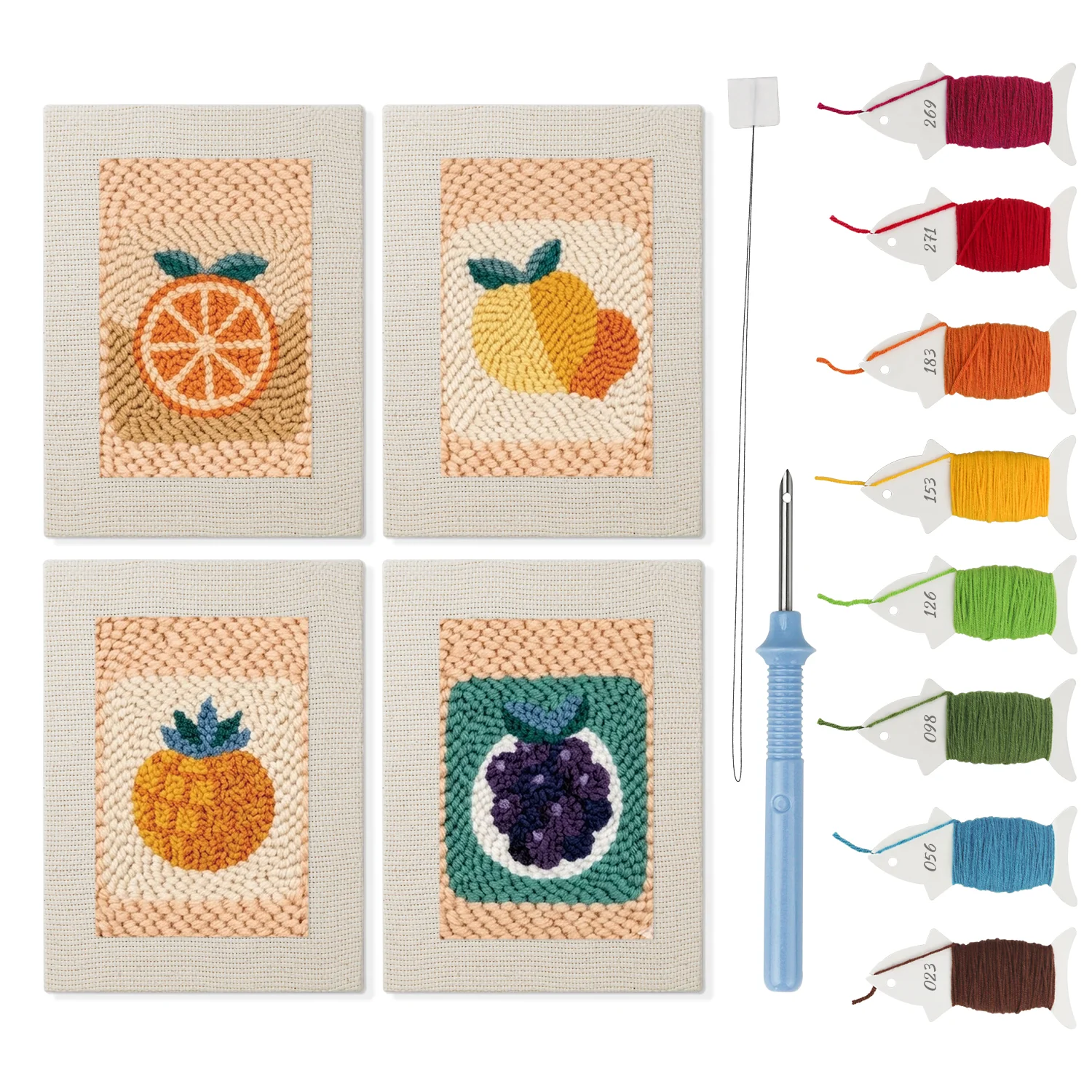 Punch Needle Set – 4 Mini Canvas Fruit Set 2