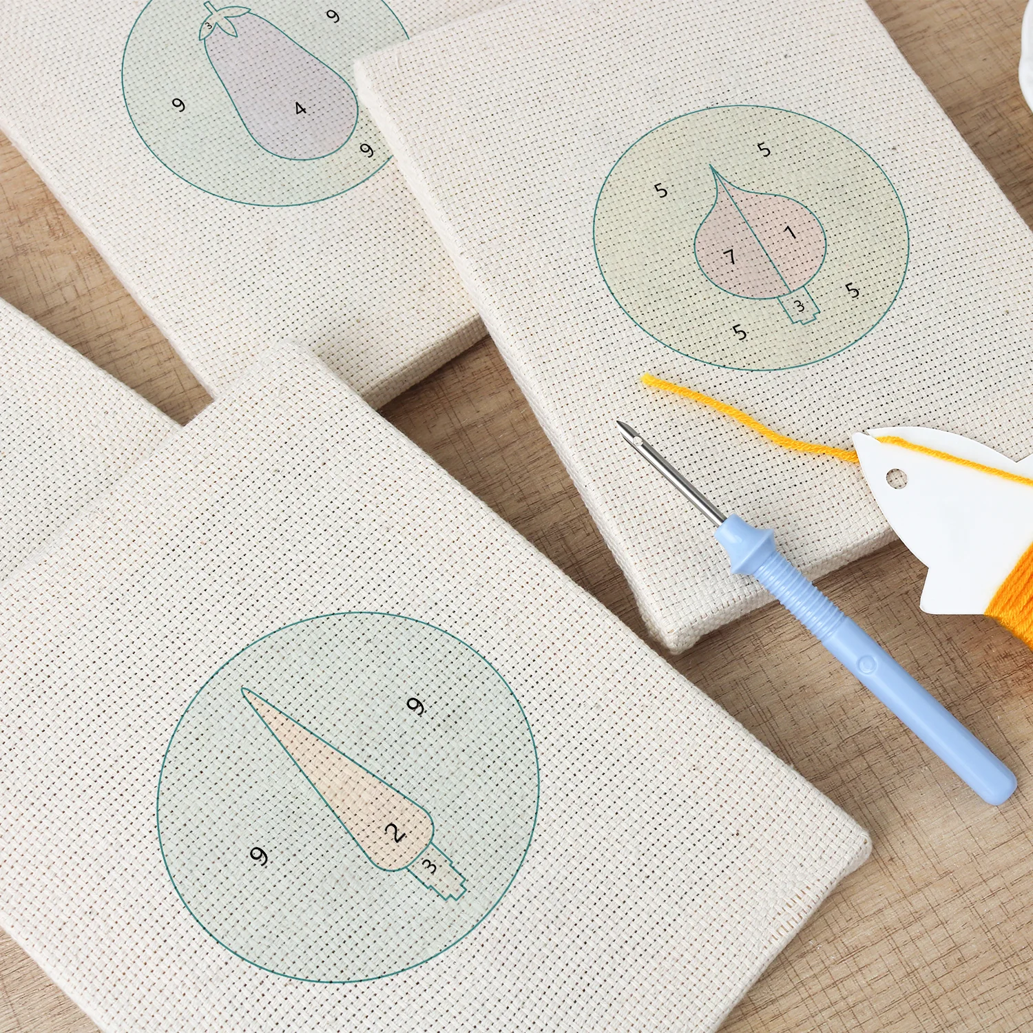 Punch Needle Set - 4 Mini Canvas Groente Set 10 - Afbeelding 2