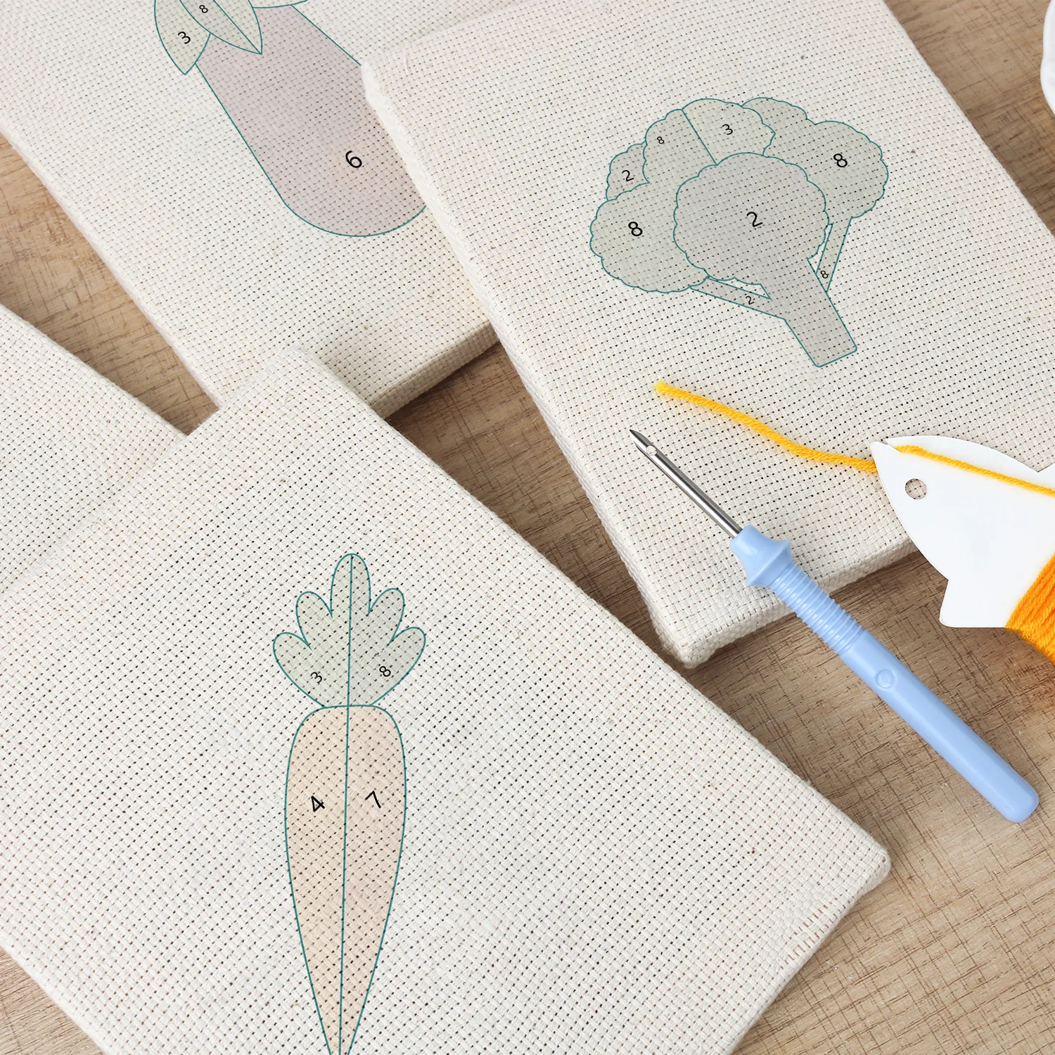 Punch Needle Set - 4 Mini Canvas Groente Set 5 - Afbeelding 2