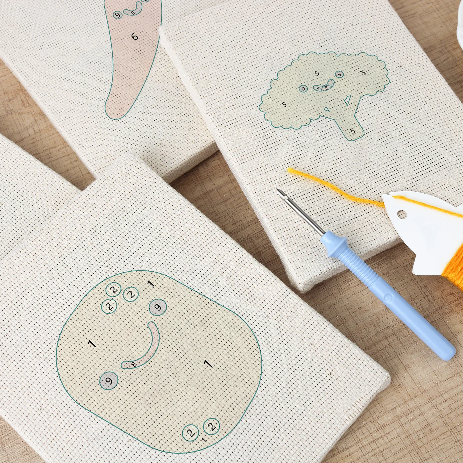 Punch Needle Set - 4 Mini Canvas Groente Set 7 - Afbeelding 2