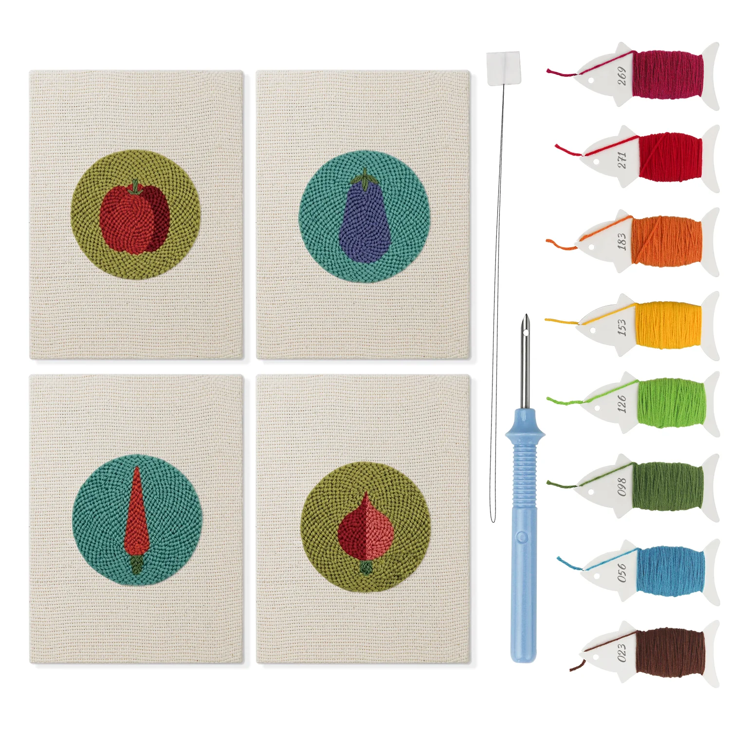 Punch Needle Set – 4 Mini Canvas Groente Set 10