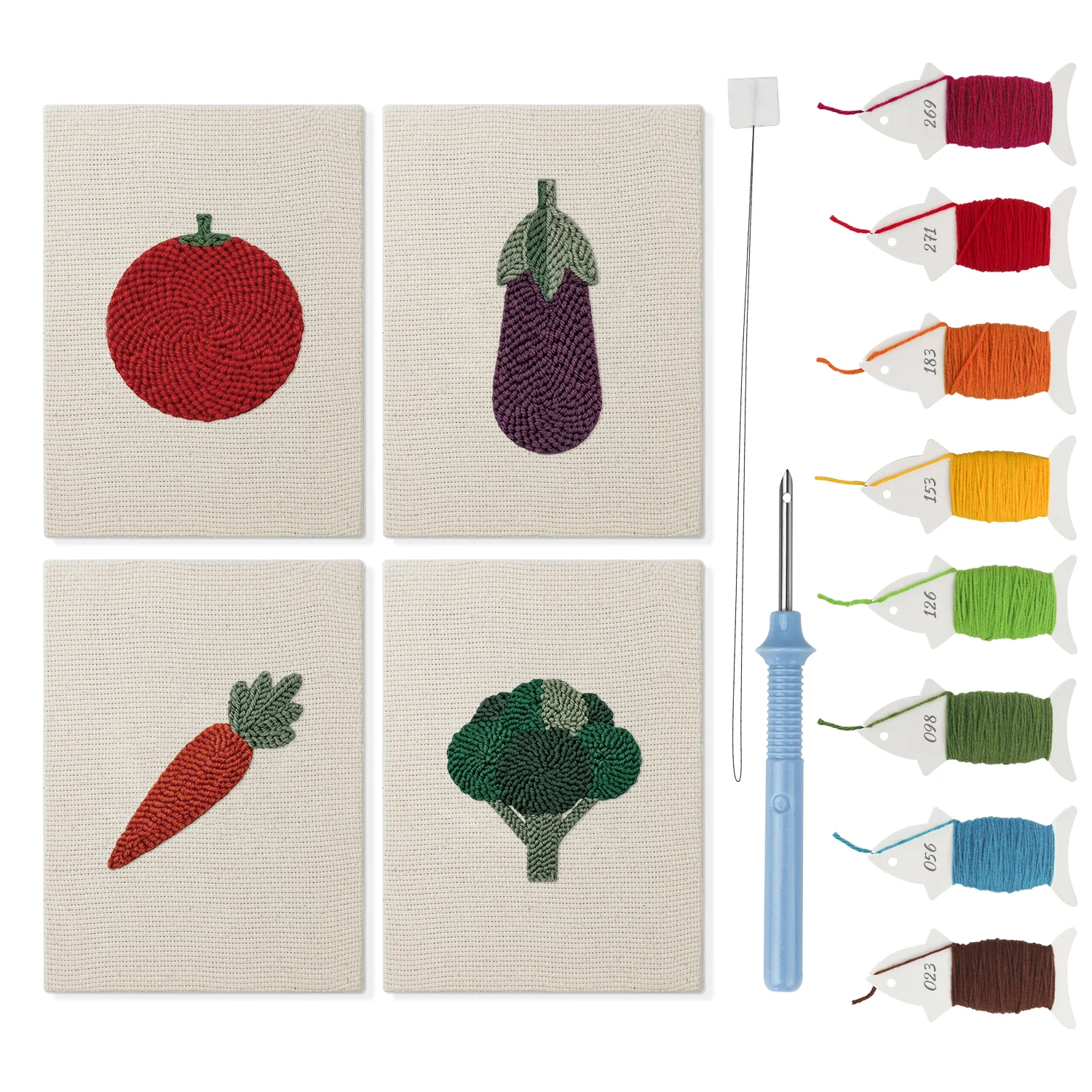 Punch Needle Set – 4 Mini Canvas Groente Set 5