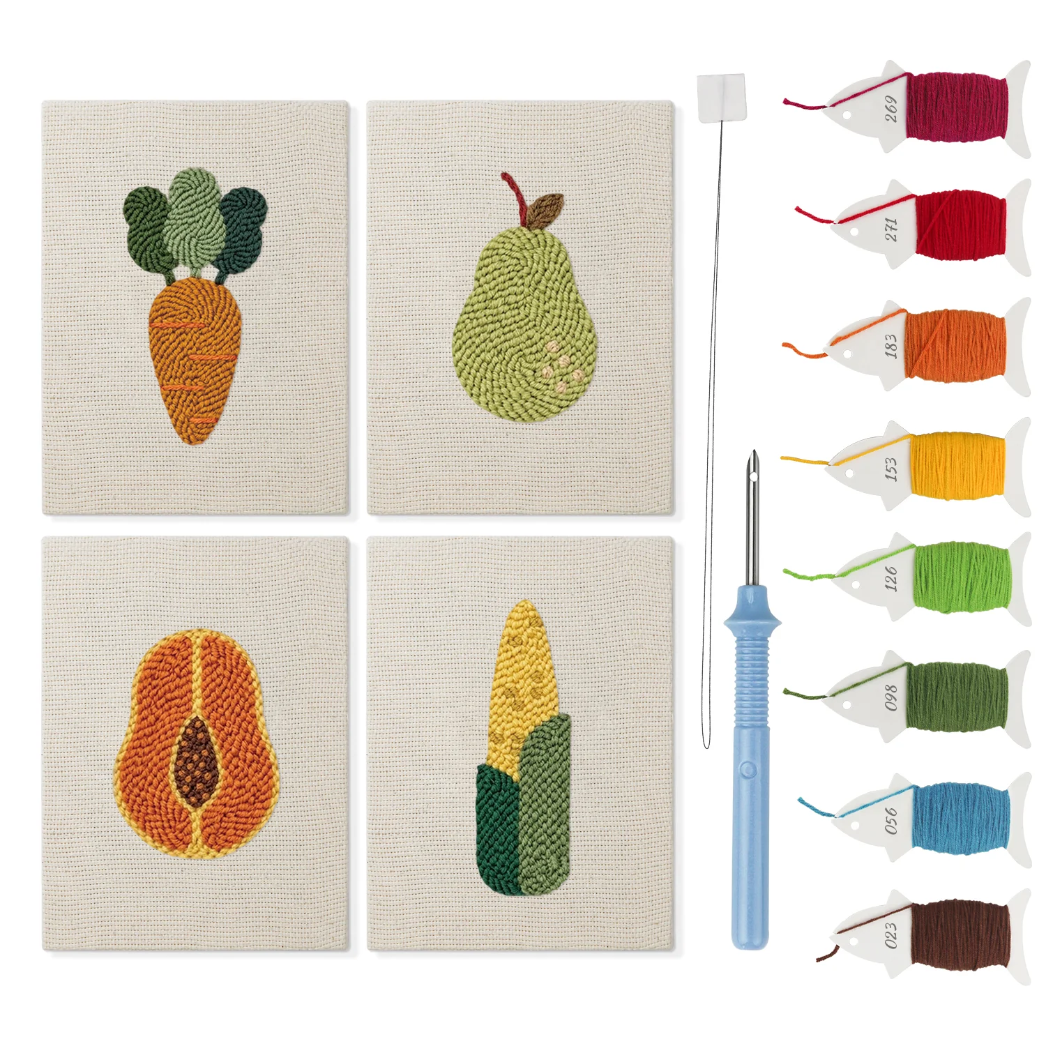 Punch Needle Set – 4 Mini Canvas Groente Set 6