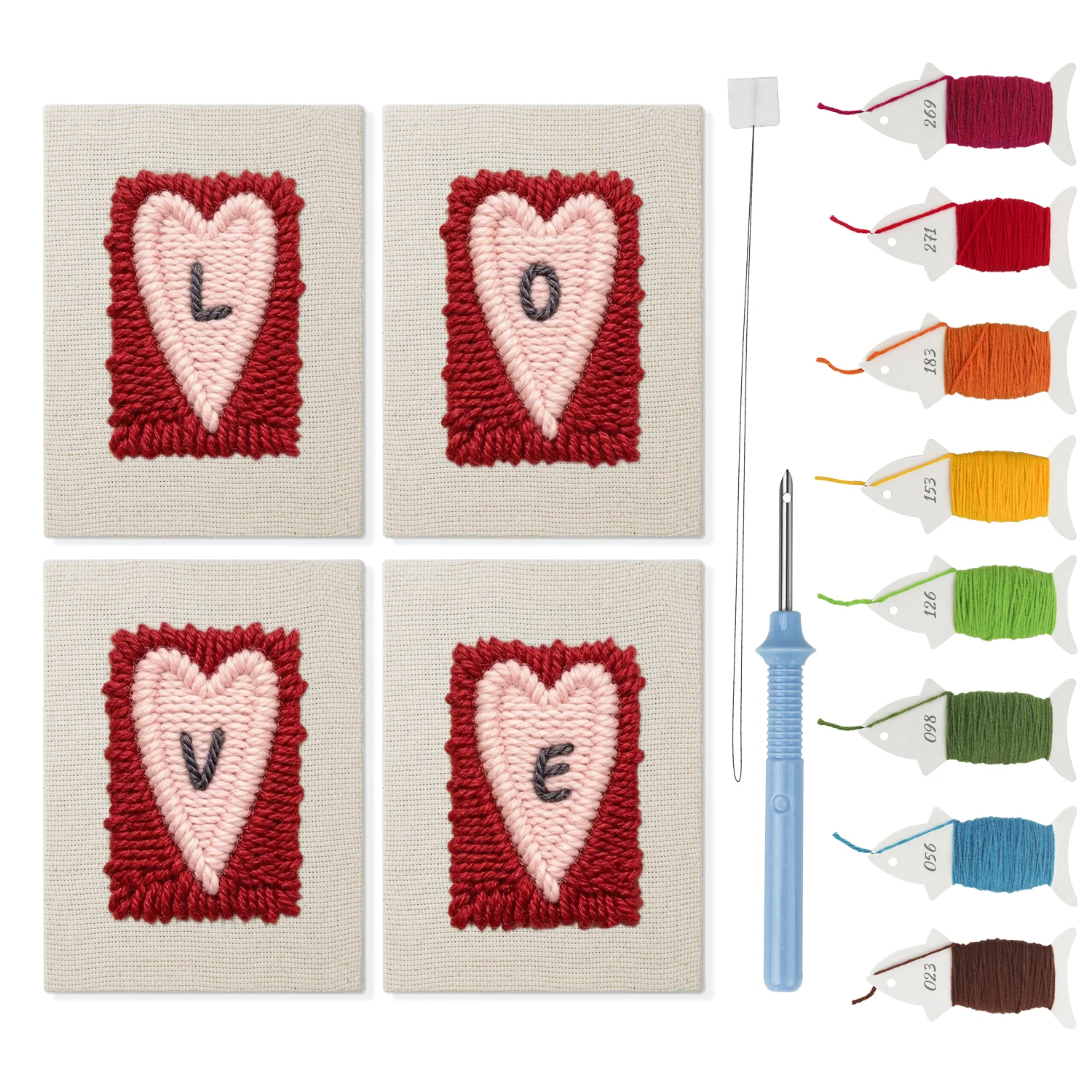 Punch Needle Set – 4 Mini Canvas Liefde