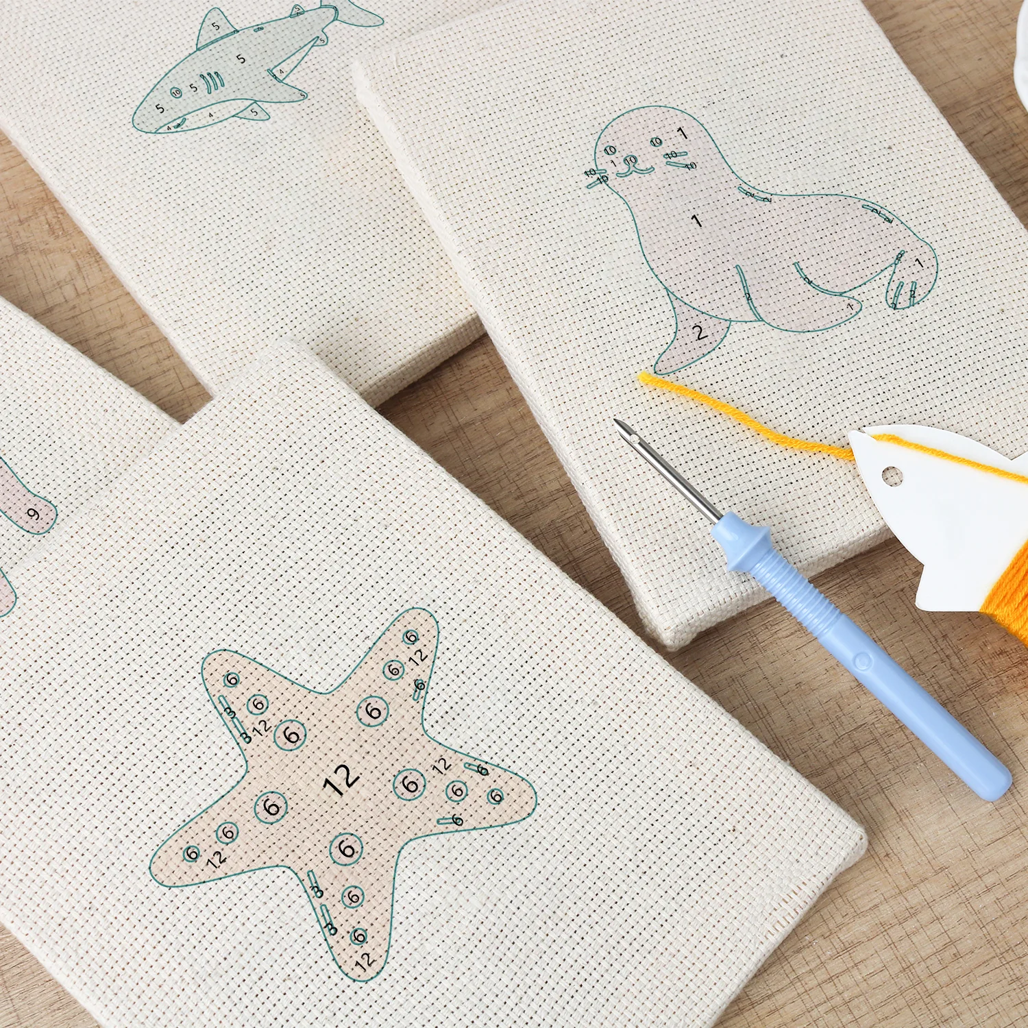 Punch Needle Set - 4 Mini Canvas Zeedieren Set 5 - Afbeelding 2