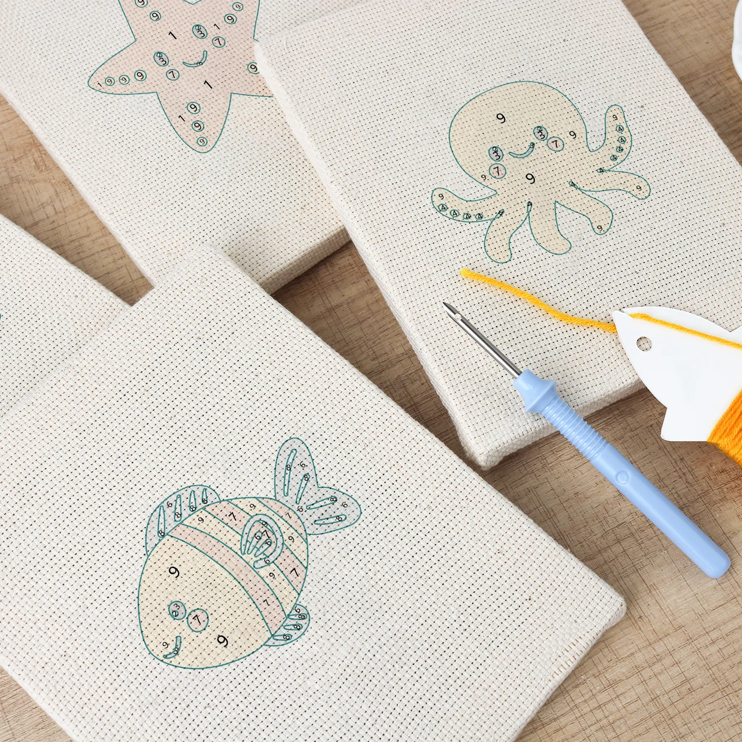 Punch Needle Set - 4 Mini Canvas Zeedieren Set 8 - Afbeelding 2