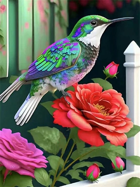 Vogel met Rode Bloem Vogel met Rode Bloem
