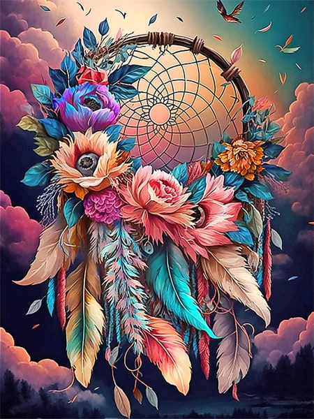 Dromenvanger met Bloemen en Veren