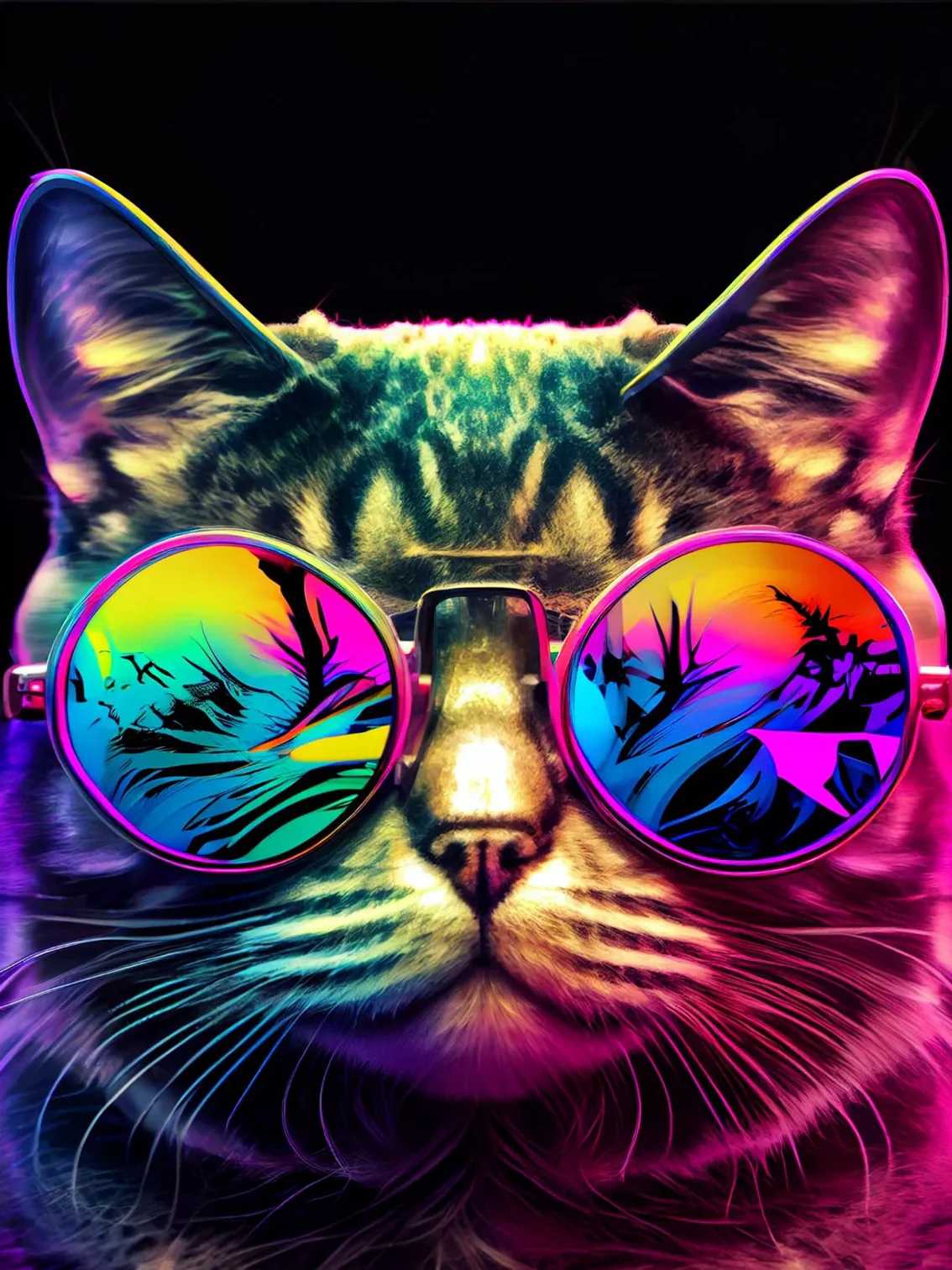 Kat met Gekleurde Zonnebril Kat met Gekleurde Zonnebril