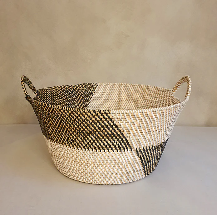 Gevlochten mand – wit/zwart