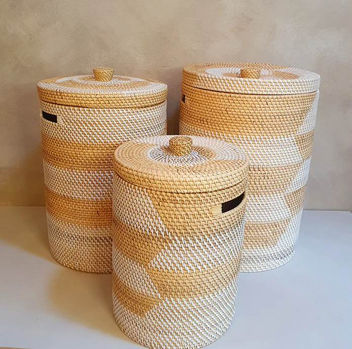 Mand met deksel – wit/naturel