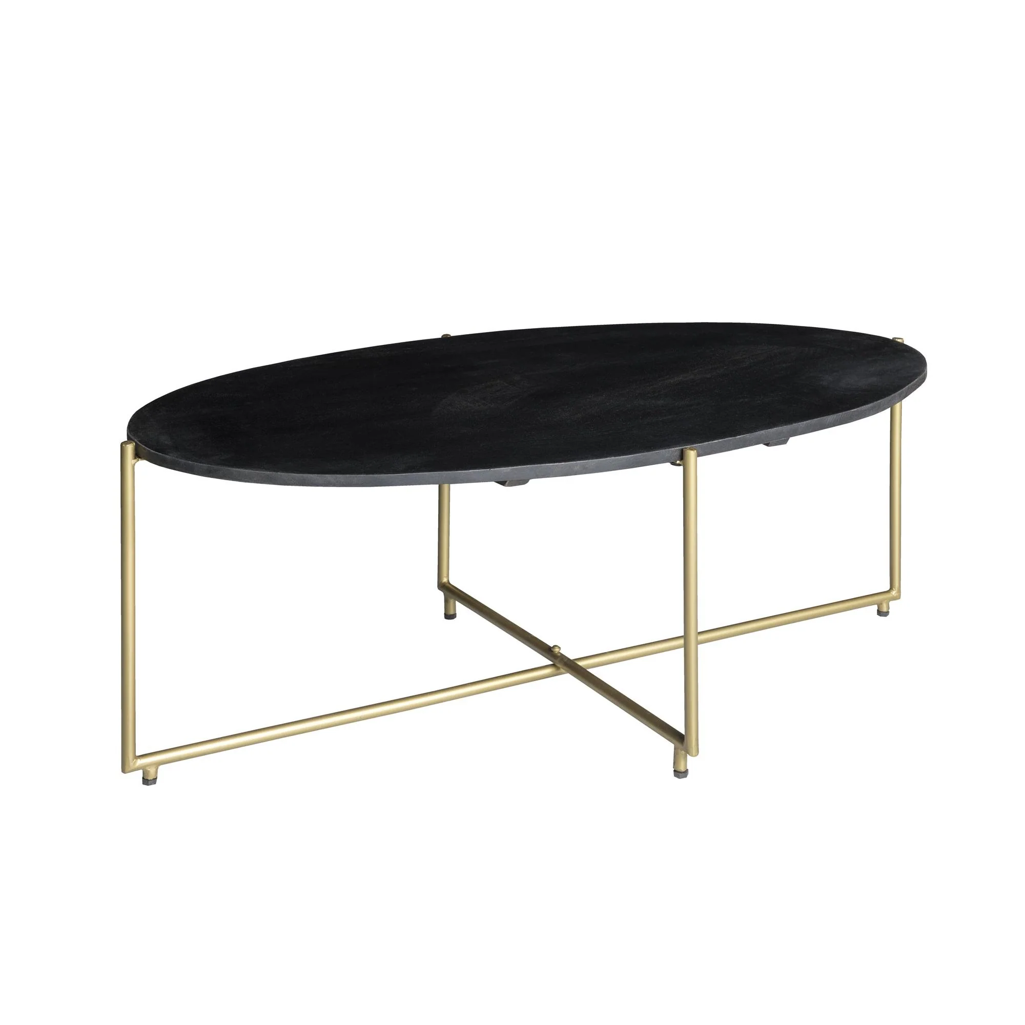 Salontafel Anthony black/brass Mangohout Zwart 110×40 cm