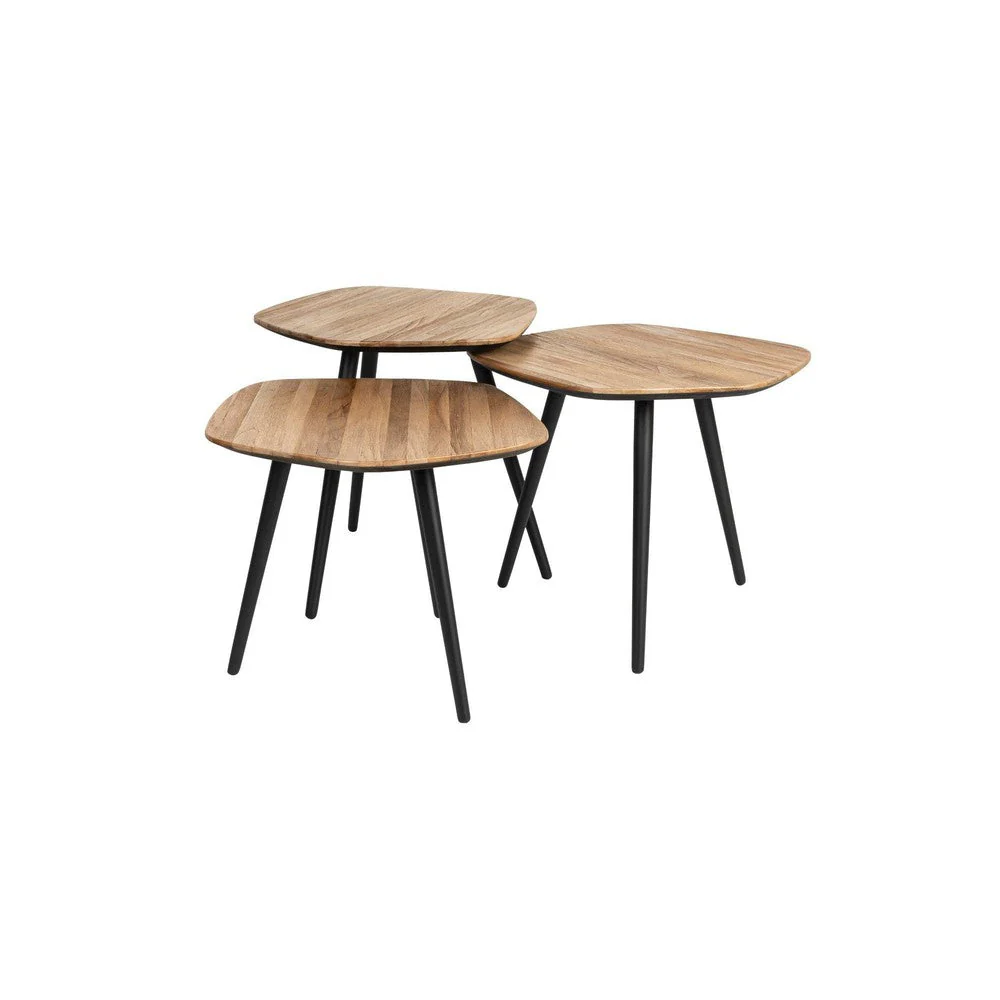 Salontafel Cuties (set Of 3) Teak veneer Zwart 46×42 cm Salontafel Cuties (set Of 3) Teak veneer Zwart 46×42 cm