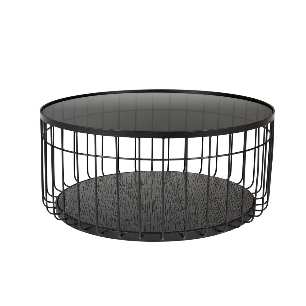 Salontafel Lance L Glass Zwart Ø80×38 cm