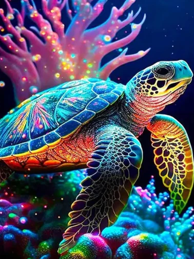 Zeeschildpad met Koraal