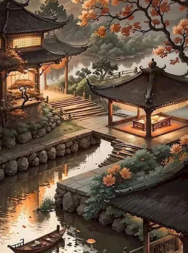 Tuin met Japanse Tempels Tuin met Japanse Tempels