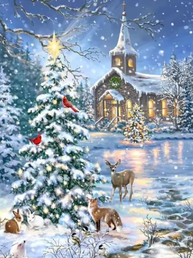 Kerk met de Kerstboom Kerk met de Kerstboom